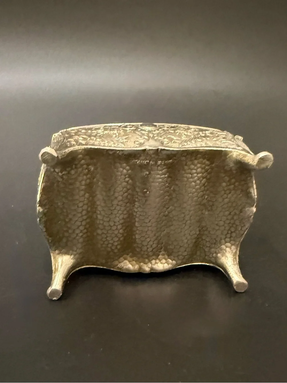 Vintage Victorian Revival Cameo Silver-plated Ornate Footed Trinket Jewelry Box